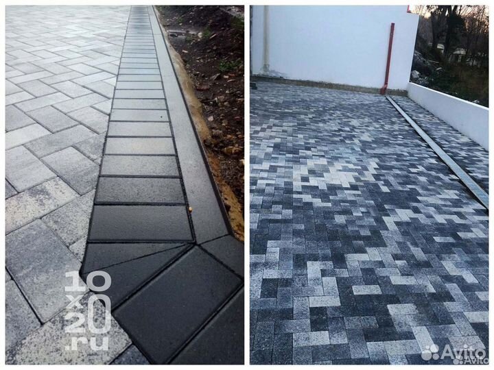 Тротуарная плитка, газонная решетка, бордюры