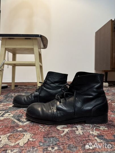 Итальянские кожаные ботинки чёрные