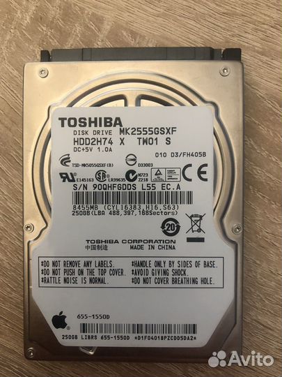Жёсткий диск Toshiba 250 гб MK2555GSX