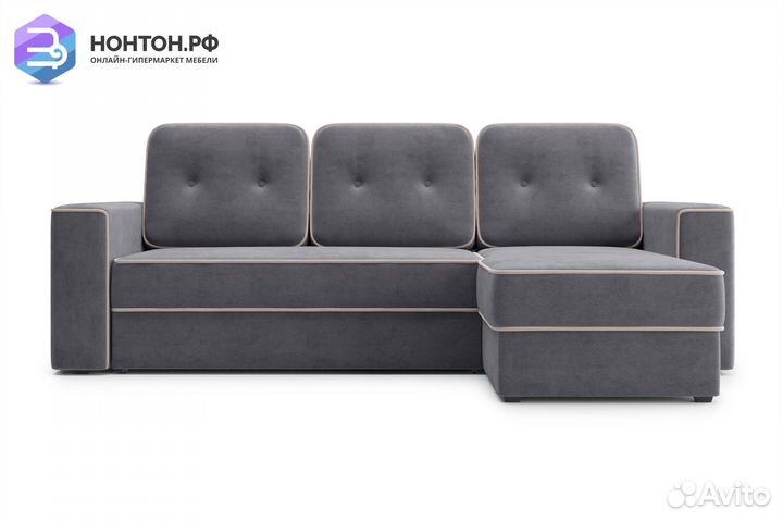 Диван угловой дельфин Берген темно-серый
