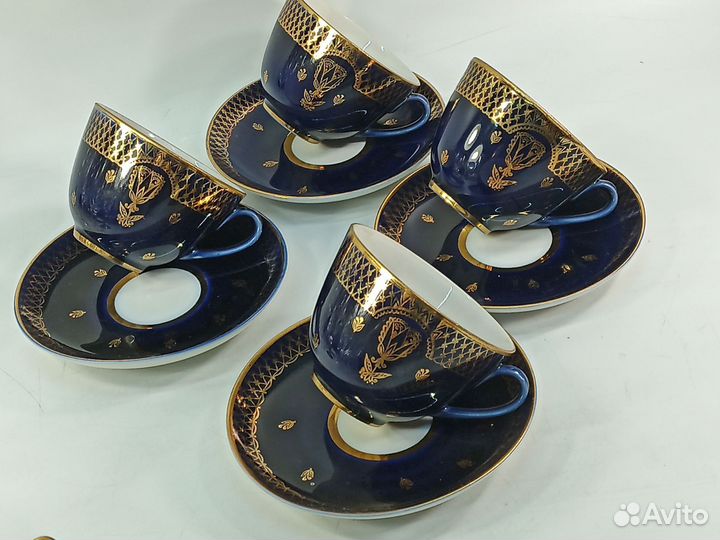 Чайная пара кобальт лфз фарфор Золотой лотос