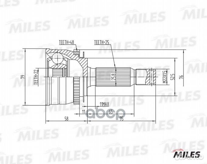 ШРУС hyundai getz 1.3-1.6 02- нар.(ABS) GA20165