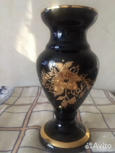 Ваза кобальт,позолота новая
