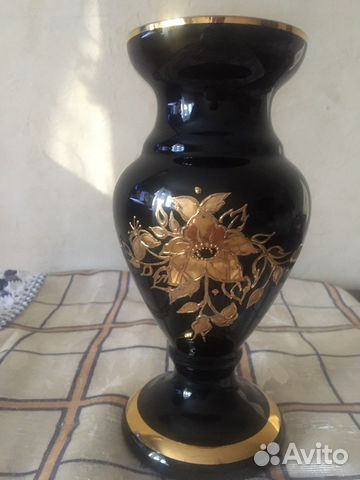 Ваза кобальт,позолота новая