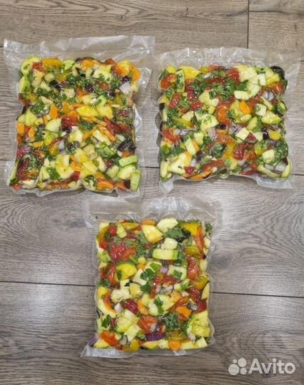 Очищенные овощи в вакуумной упаковке