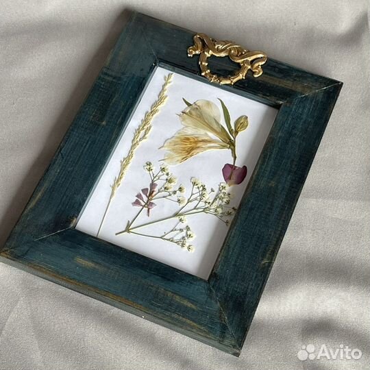 Темно-синяя рамка с золотом «Антик», 10*15 см