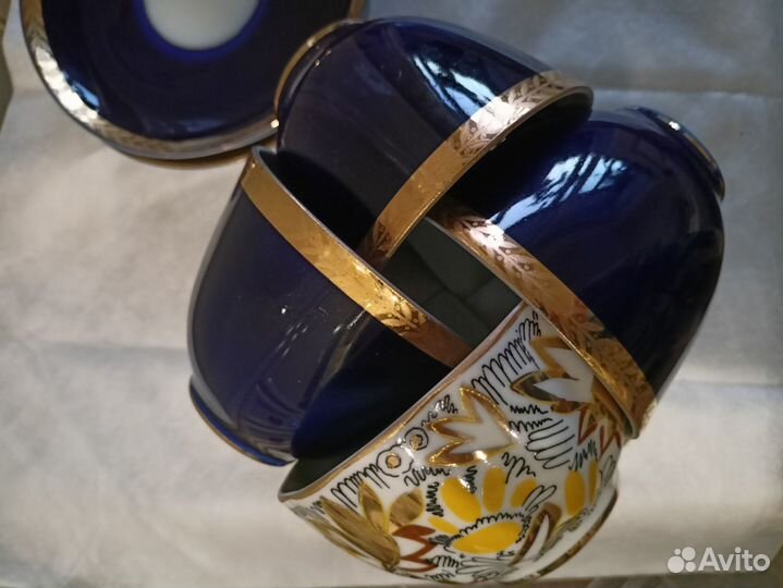 Чайная пара «Кобальт (Колосок)» лфз