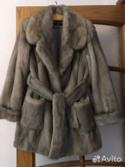 Полушубок из голубой нестриженной норки