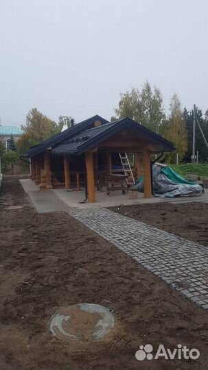 Укладка брусчатка поребрики