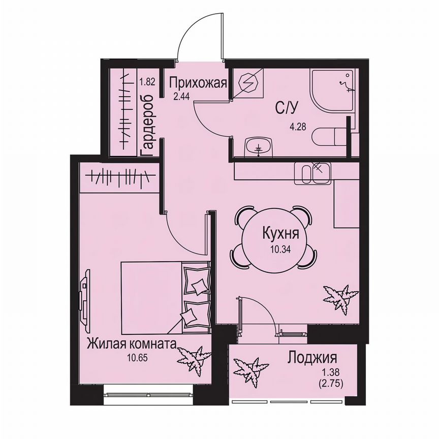 1-к. квартира, 30,9 м², 1/9 эт.