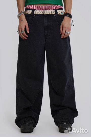 Джинсы jaded london solid black colossus low rise