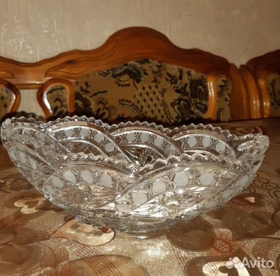 Хрустальная ваза ладья