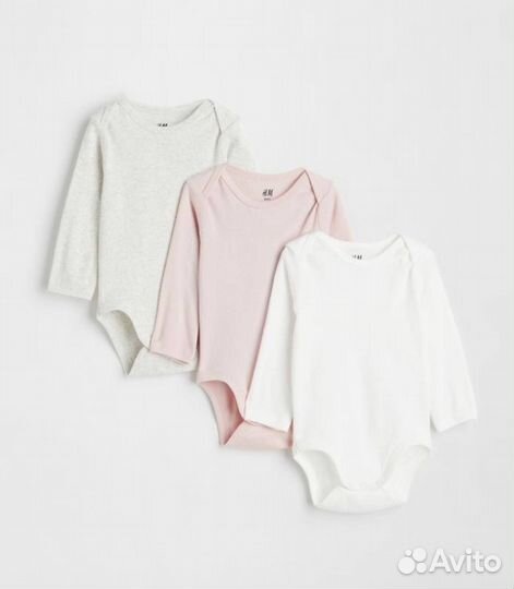 Боди комплект 3 шт для девочки h&m 92 р-р