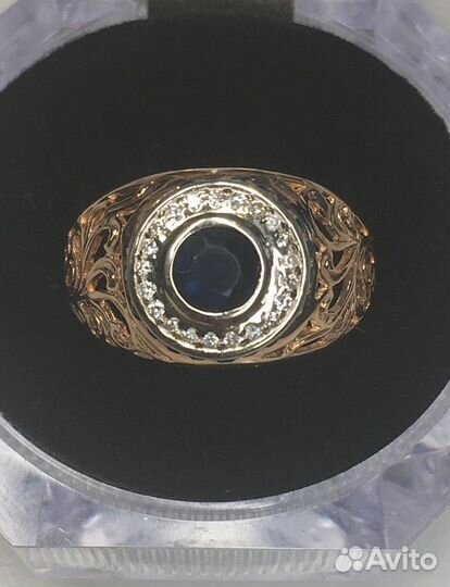 Золотое кольцо 6,4 г 585 пр с сапфирами и бр