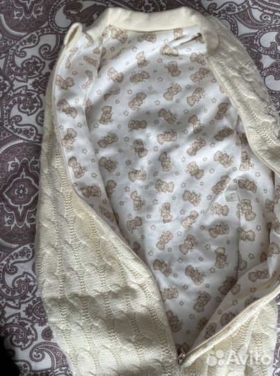 Кокон вязаный пеленальный на молнии