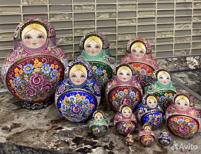 Матрешка 15 мест, высота старшей 15 см