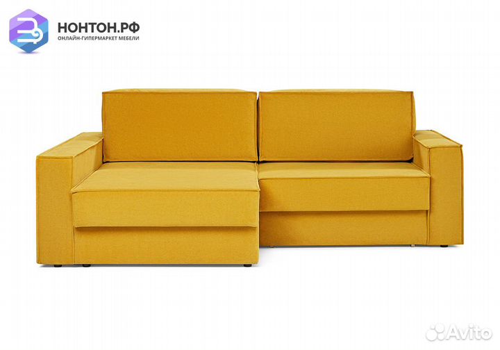 Диван угловой еврокнижка двухместный Тревис желтый
