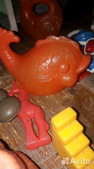 Игрушки СССР пластик жаба рыба кегли заяц