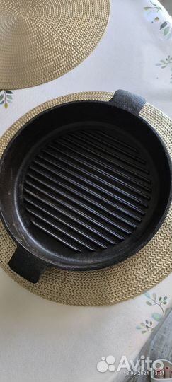 Большая чугунная гриль сковорода 28 см