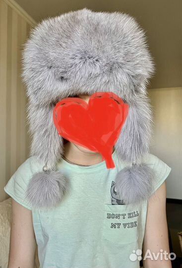 Шапка ушанка женская натуральный мех песец. Новая
