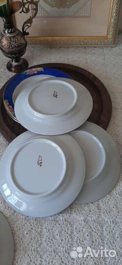 Тарелки редкие Дулево, синее крытье/ 6шт