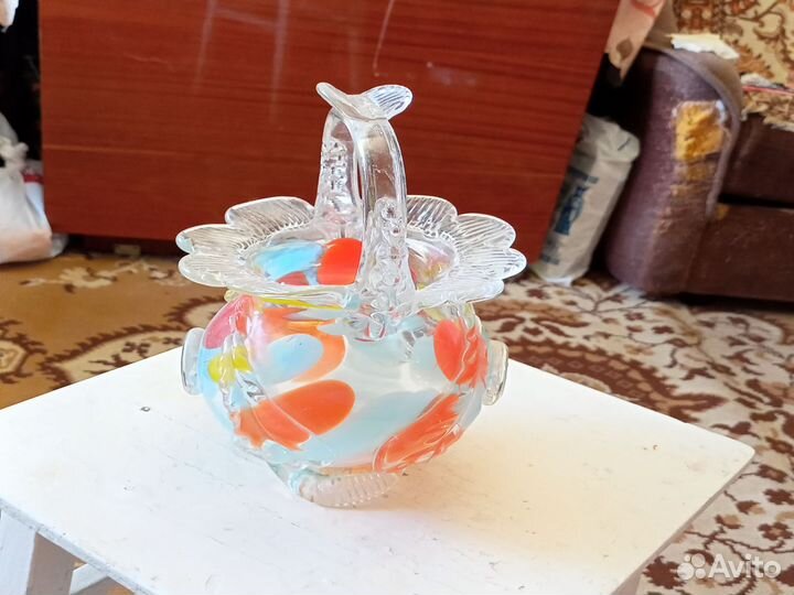 Ваза Конфетница цветное стекло