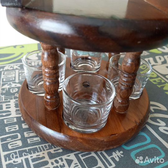 Набор для коньяка бочонок и рюмки на подставке