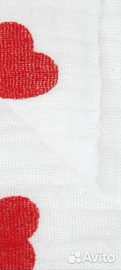 Муслин шир.140 см двухслойный красные сердца