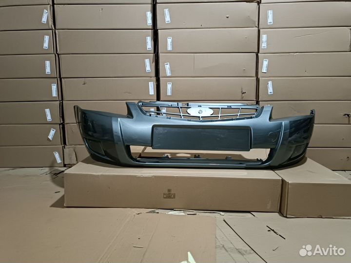 Бампер передний Лада приора средний серо-зеленый