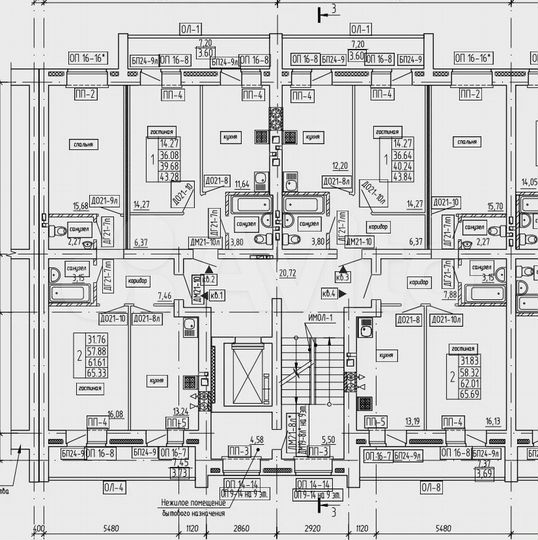 2-к. квартира, 65,3 м², 4/9 эт.