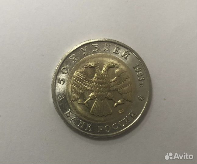 50 рублей 1993 Красная книга Кавказский тетерев