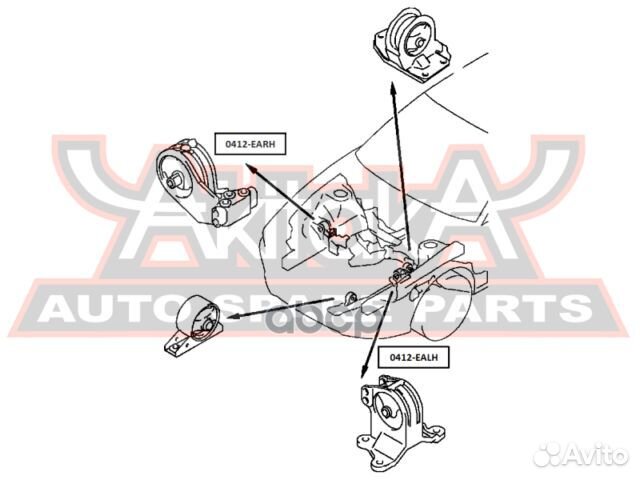 Подушка двигателя левая AT mitsubishi galant EA