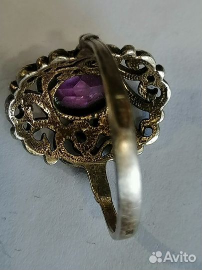 Серебряное кольцо с камнем 70х годов