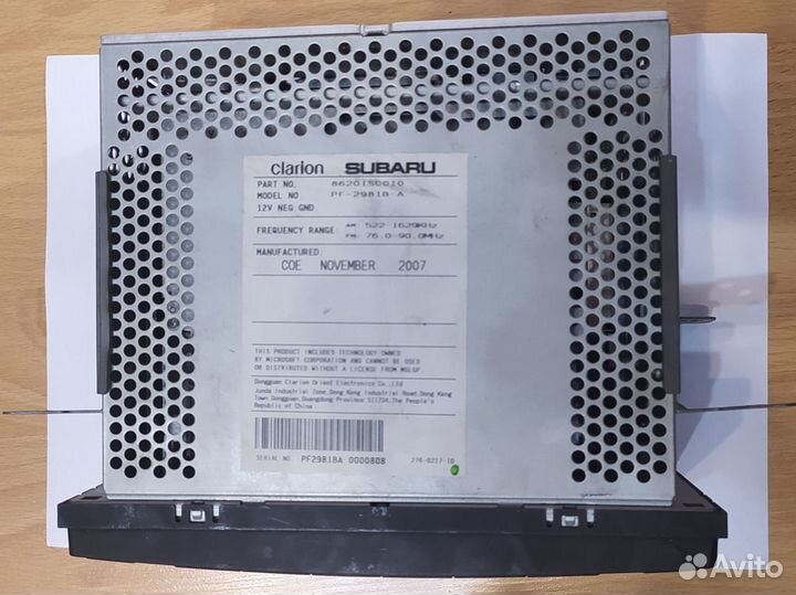 Штатная магнитола Subaru 2008-2012