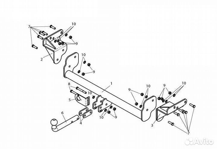 Фаркоп на Mitsubishi L200, с 2007 г.в. Новый
