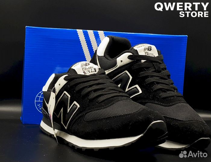 New Balance 574: черные мужские кроссовки, 41-46 р