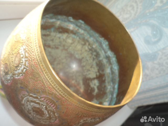 Ваза индийская в форме кубка латунь винтаж