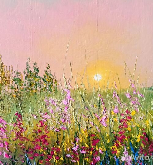Картина маслом Полевые цветы Рассвет