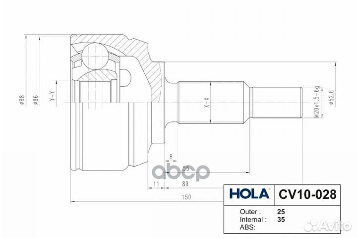 ШРУС наружный CV10028 hola