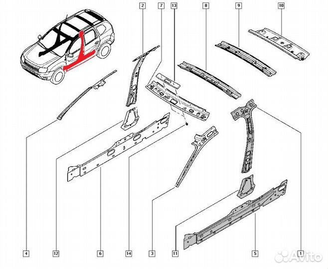 Центральная стойка кузова левая Renault Duster H4M