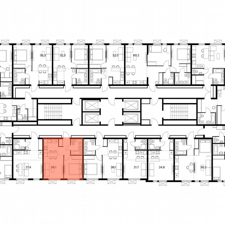 1-к. квартира, 36,1 м², 11/24 эт.