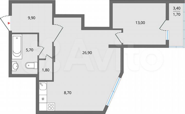 2-к. квартира, 53,4 м², 17/27 эт.