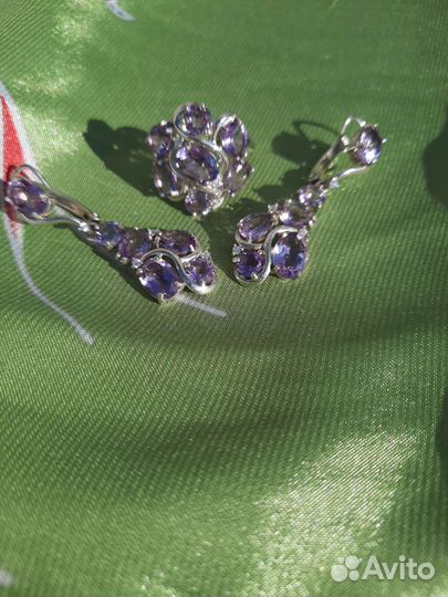 Комплект серебряный с аметистом