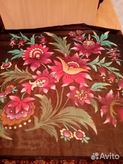 Платок натуральный шелк крепдешин СССР