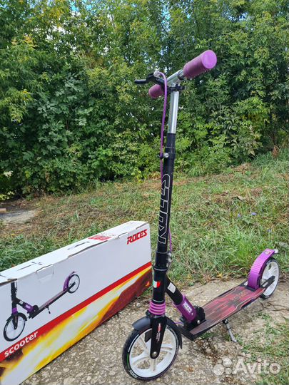 Складной самокат с амортизатором и ручным тормозом
