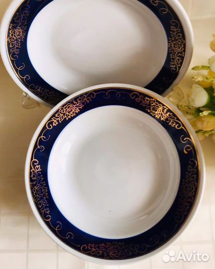 Тарелка кобальт с позолотой, СССР