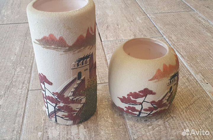 Набор ваз и тарелка керамика ручная работа