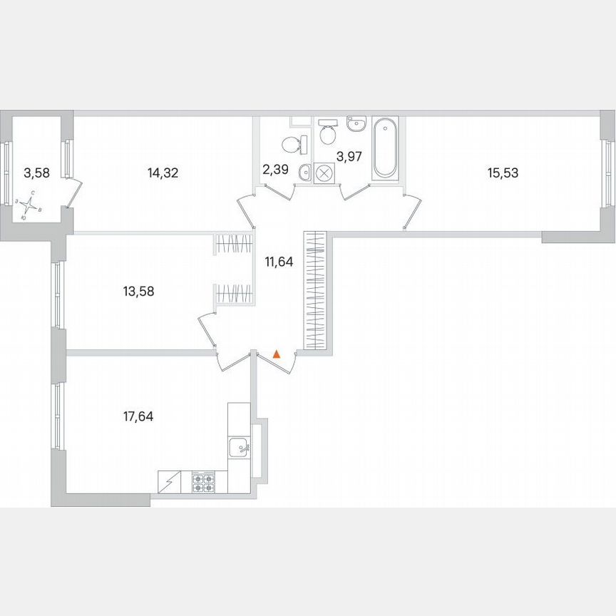 3-к. квартира, 80,9 м², 2/4 эт.