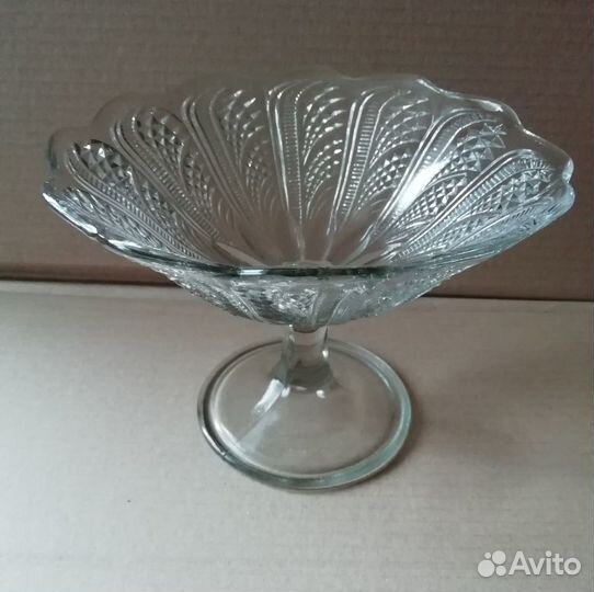 Ваза фруктовница клеймо 1кдо стекло СССР 50-е годы