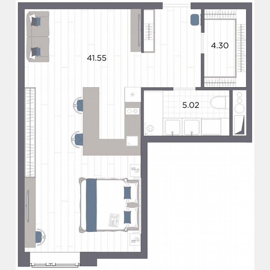 Апартаменты-студия, 50,9 м², 12/14 эт.